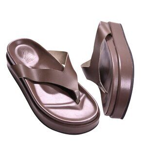 Ancient Greek Sandals Charys 2 Flatform Leather Platform Sandals in Brown